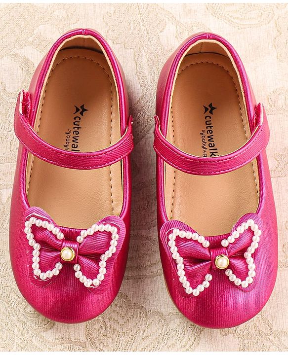 Cute Walk by Babyhug Ballerina with Velcro Closure & Bow Applique - White