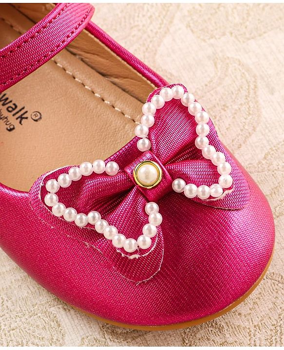 Cute Walk by Babyhug Ballerina with Velcro Closure & Bow Applique - White