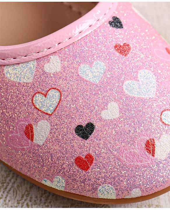 Cute Walk by Babyhug Ballerina with Velcro Closer & Hearts Print - Pink