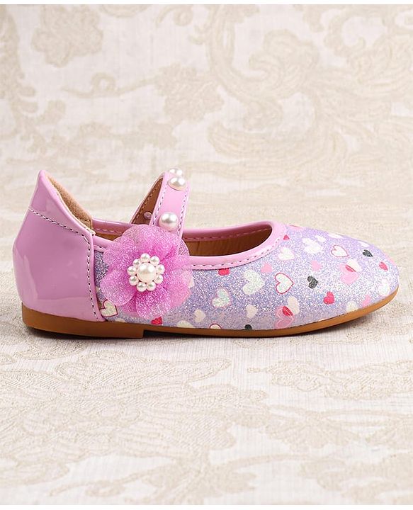 Cute Walk by Babyhug Ballerina with Velcro Closer & Hearts Print - Pink