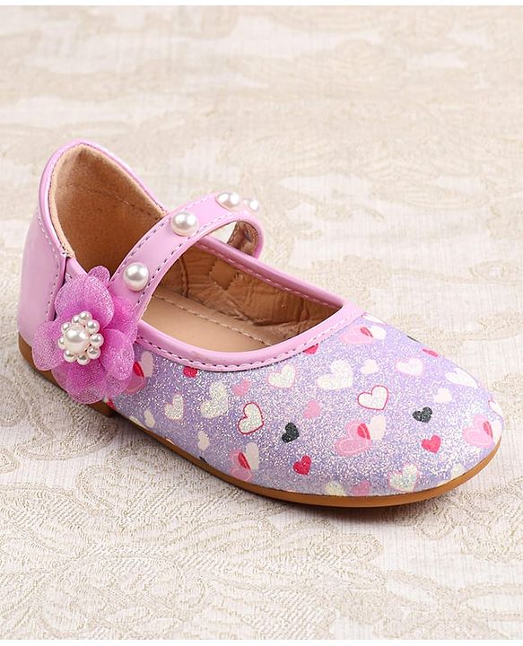 Cute Walk by Babyhug Ballerina with Velcro Closer & Hearts Print - Pink