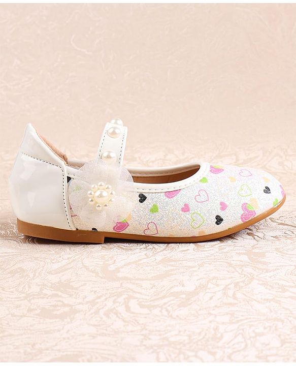 Cute Walk by Babyhug Ballerina with Velcro Closer & Hearts Print - Pink
