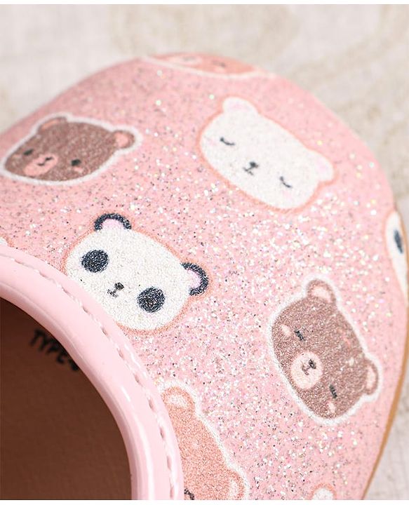 Cute Walk by Babyhug Velcro Closer Ballerina with Floral Applique & Bear Print - White