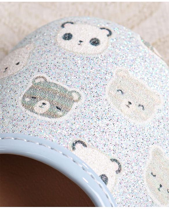 Cute Walk by Babyhug Velcro Closer Ballerina with Floral Applique & Bear Print - White