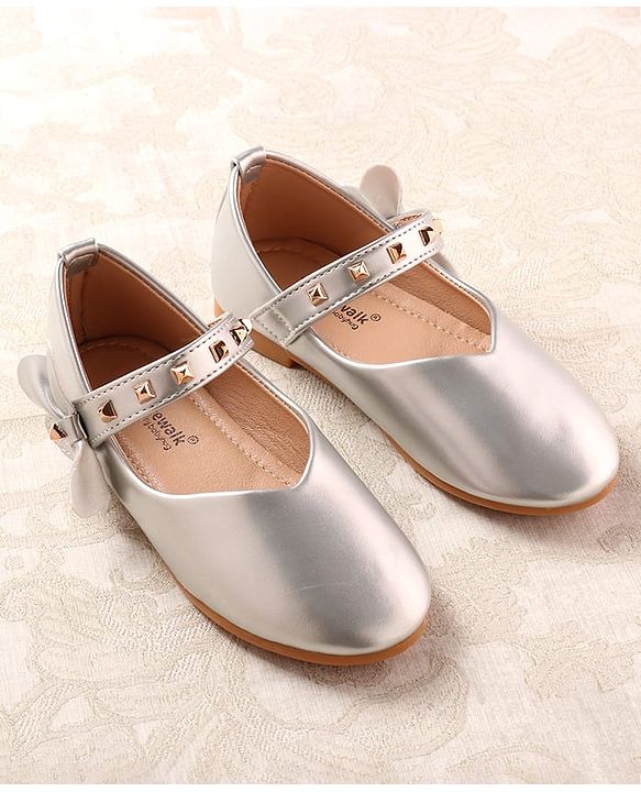 Cute Walk by Babyhug Ballerina with Velcro Closure & Applique - Silver