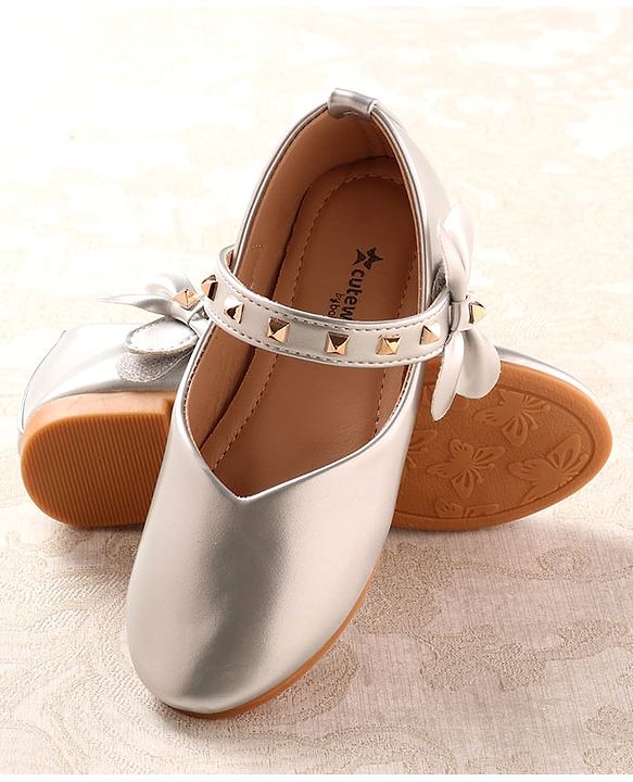 Cute Walk by Babyhug Ballerina with Velcro Closure & Applique - Silver