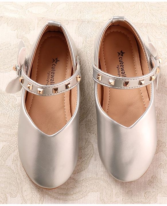 Cute Walk by Babyhug Ballerina with Velcro Closure & Applique - Silver