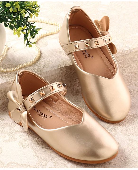 Cute Walk by Babyhug Ballerina with Velcro Closure & Applique - Golden
