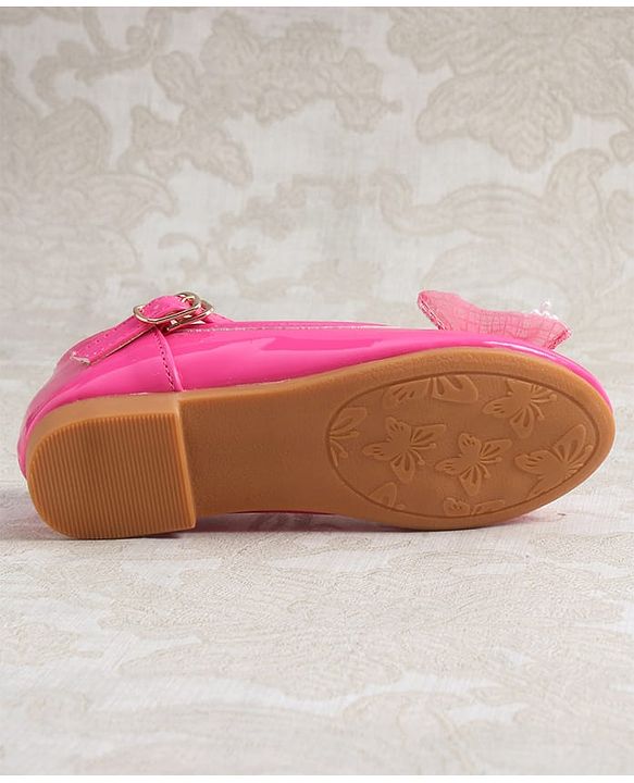Cute Walk by Babyhug Clip Closure Ballerina with Bow Applique & Pearl Detailing - Fuchsia