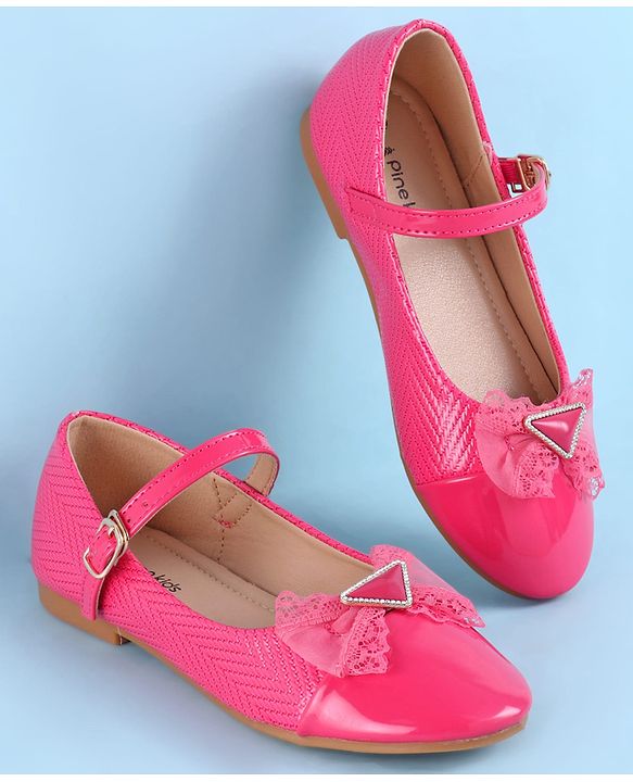 Pine Kids Clip Closure Solid Coloured Ballerina With Bow Applique - Fuchsia