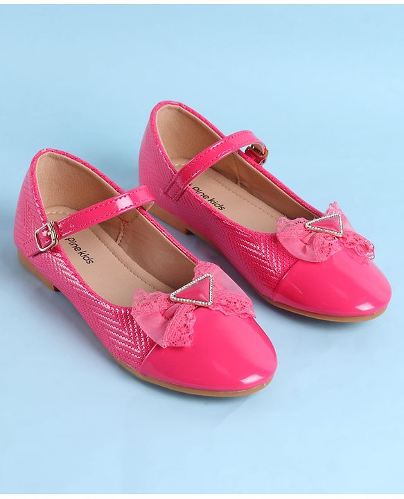 Pine Kids Clip Closure Solid Coloured Ballerina With Bow Applique - Fuchsia