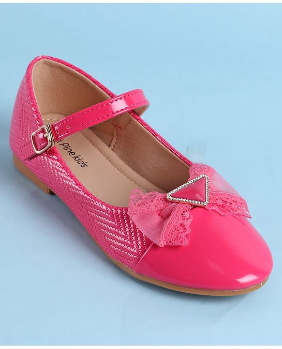 Pine Kids Clip Closure Solid Coloured Ballerina With Bow Applique - Fuchsia