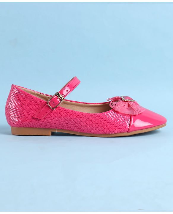 Pine Kids Clip Closure Solid Coloured Ballerina With Bow Applique - Fuchsia