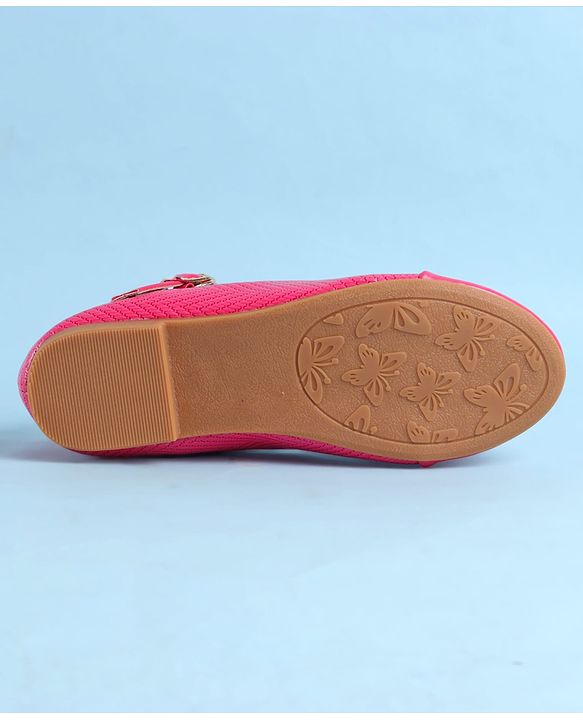 Pine Kids Clip Closure Solid Coloured Ballerina With Bow Applique - Fuchsia