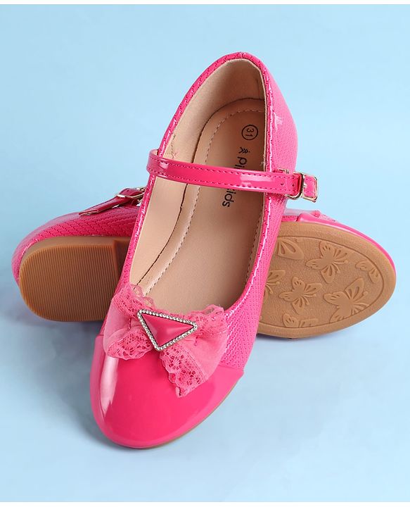 Pine Kids Clip Closure Solid Coloured Ballerina With Bow Applique - Fuchsia