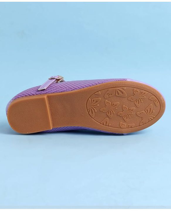 Pine Kids Clip Closure Solid Coloured Ballerina With Bow Applique - Purple