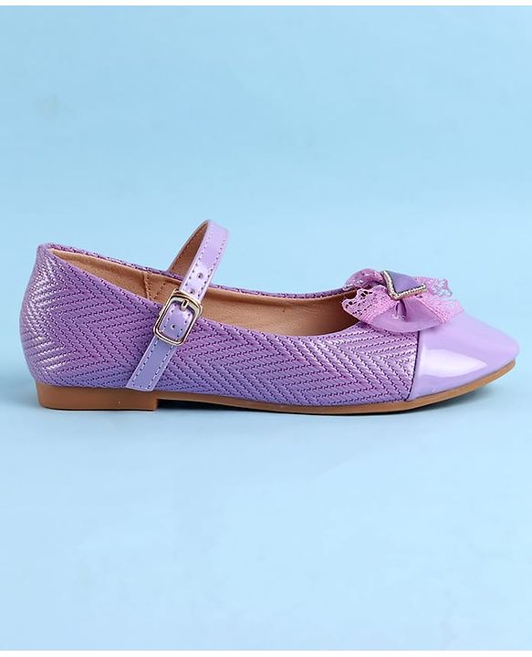 Pine Kids Clip Closure Solid Coloured Ballerina With Bow Applique - Purple