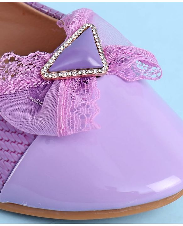 Pine Kids Clip Closure Solid Coloured Ballerina With Bow Applique - Purple