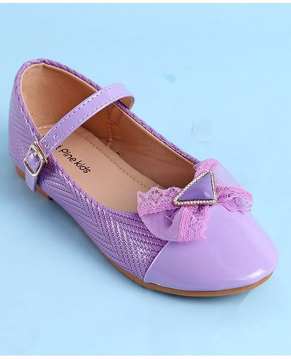 Pine Kids Clip Closure Solid Coloured Ballerina With Bow Applique - Purple