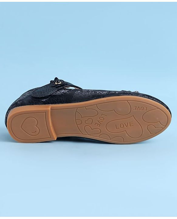 Pine Kids Velcro Closure Ballerina With Bow Applique - Black