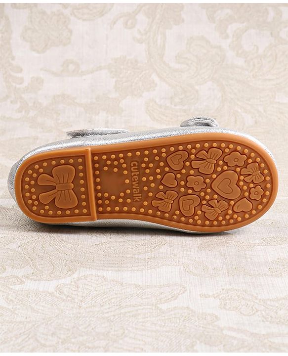 Cute Walk by Babyhug Ballerina with Velcro Closer & Bow Applique - Silver