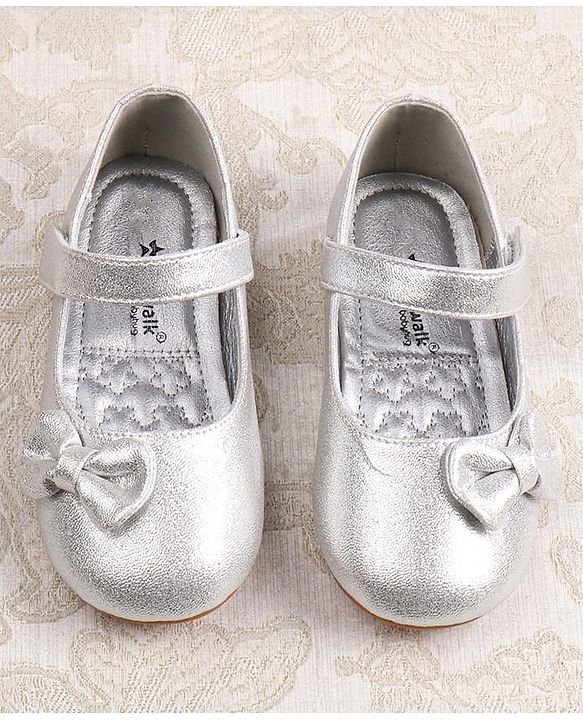 Cute Walk by Babyhug Ballerina with Velcro Closer & Bow Applique - Silver