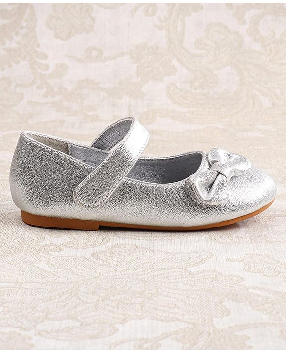 Cute Walk by Babyhug Ballerina with Velcro Closer & Bow Applique - Silver