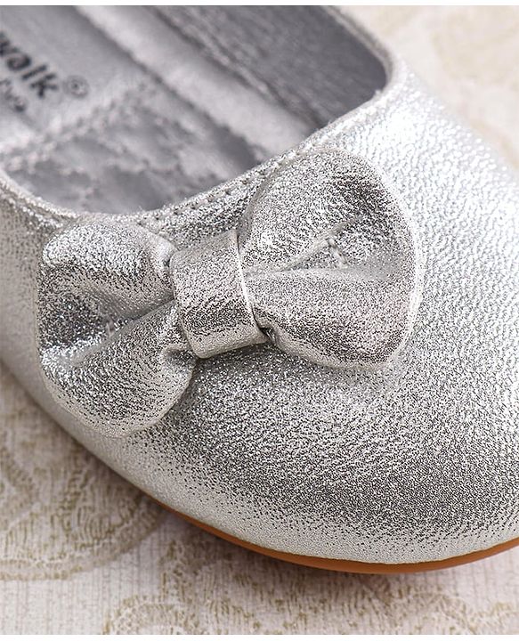 Cute Walk by Babyhug Ballerina with Velcro Closer & Bow Applique - Silver