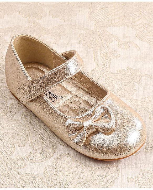 Cute Walk by Babyhug Ballerina with Velcro Closer & Bow Applique - Silver