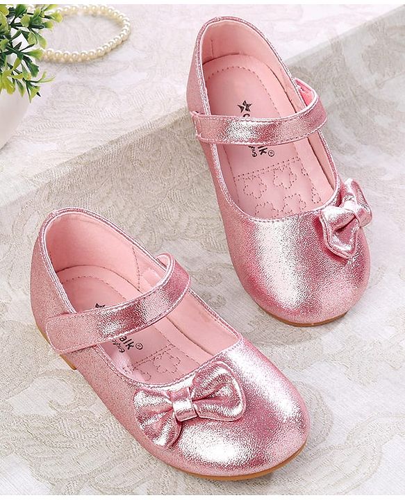 Cute Walk by Babyhug Ballerina with Velcro Closer & Bow Applique - Silver