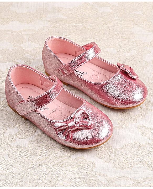 Cute Walk by Babyhug Ballerina with Velcro Closer & Bow Applique - Silver