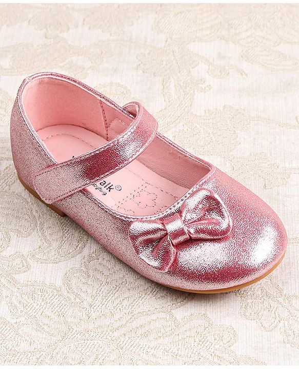 Cute Walk by Babyhug Ballerina with Velcro Closer & Bow Applique - Silver