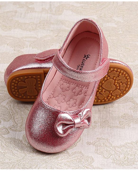 Cute Walk by Babyhug Ballerina with Velcro Closer & Bow Applique - Silver
