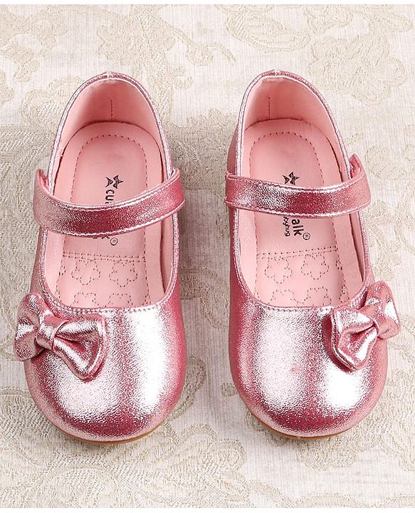 Cute Walk by Babyhug Ballerina with Velcro Closer & Bow Applique - Silver
