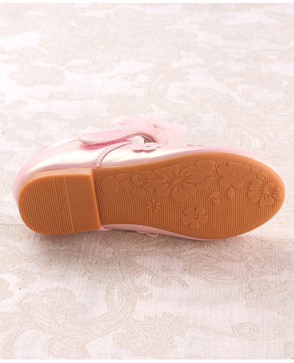 Cute Walk by Babyhug Velcro Closure Ballerina with Butterfly & Floral Applique - Pink