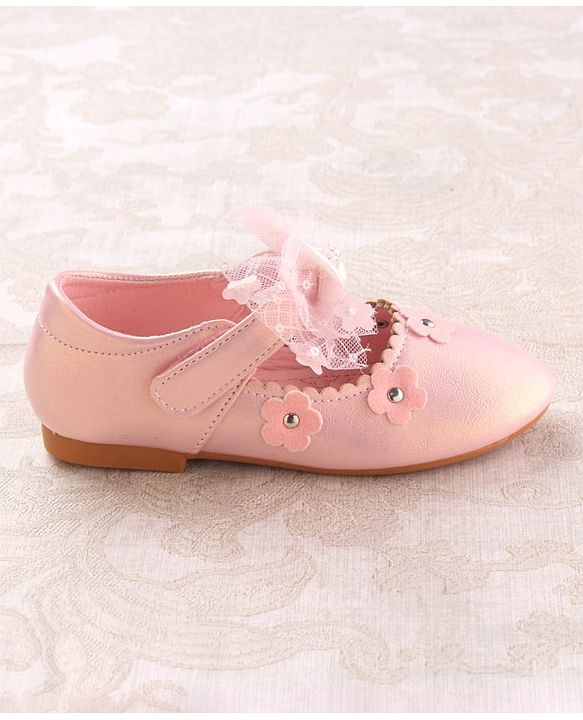 Cute Walk by Babyhug Velcro Closure Ballerina with Butterfly & Floral Applique - Pink