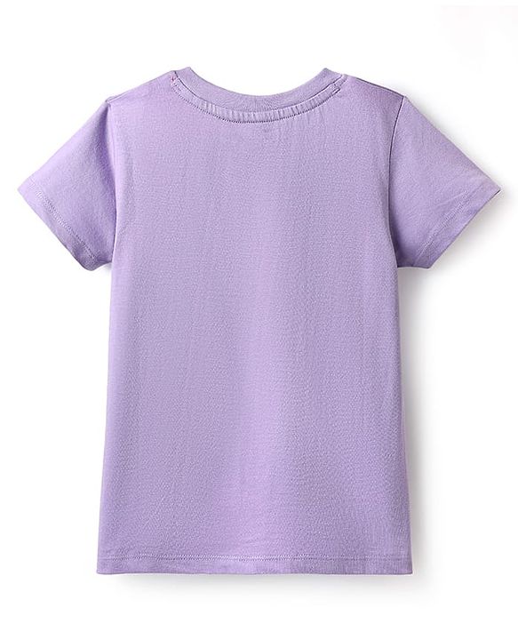 Pine Kids Cotton Knit Half Sleeves T-Shirt with Text Print - Lavender
