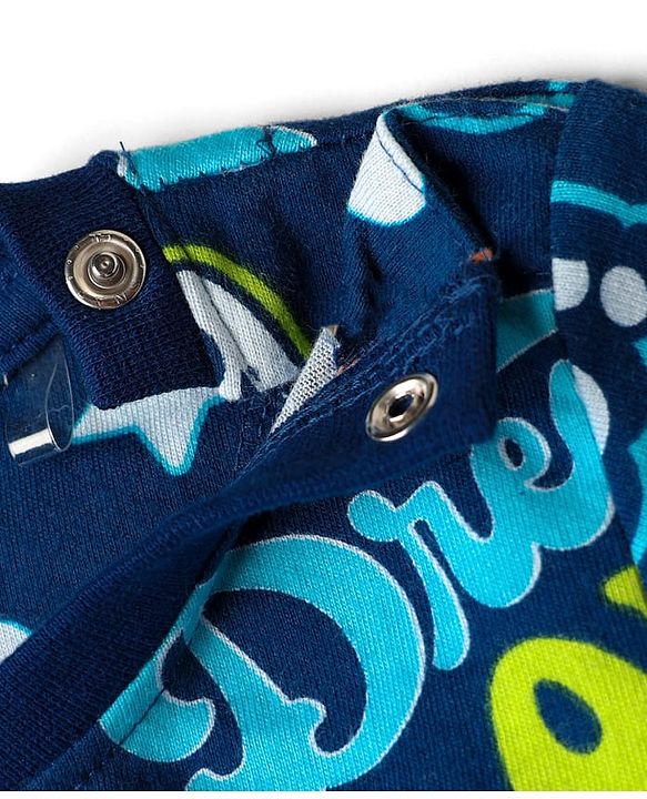 Babyhug Cotton Knit Half Sleeves Co-ords Shorts Night Suit with Cub Print - Navy Blue