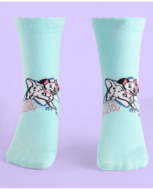 Cute Walk By Babyhug Non Terry Knit Anti Bacterial Socks With Dalmatians Graphics Pack Of 3 - White Light Blue & Light Green