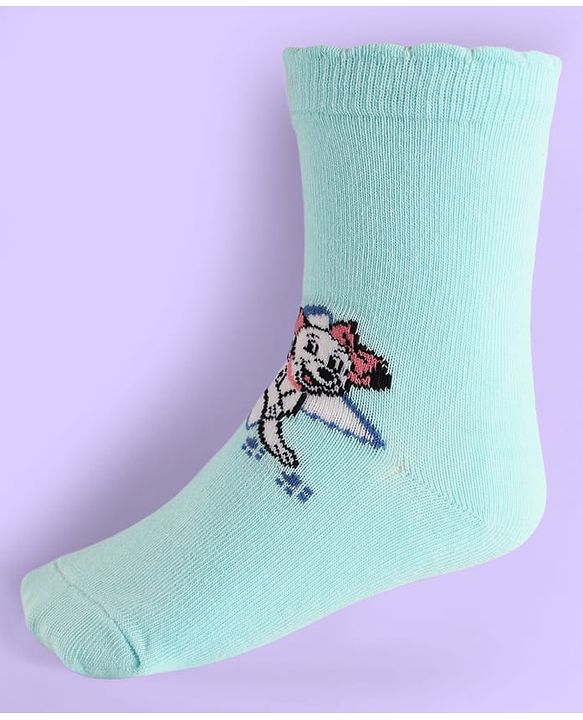 Cute Walk By Babyhug Non Terry Knit Anti Bacterial Socks With Dalmatians Graphics Pack Of 3 - White Light Blue & Light Green