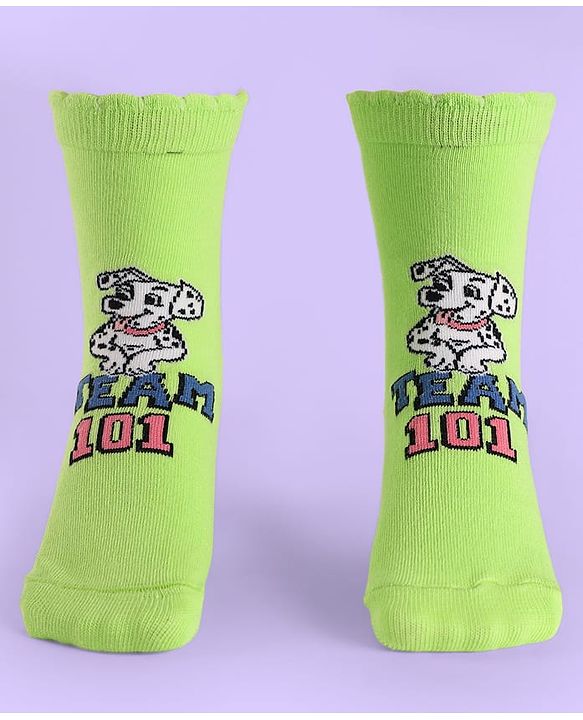 Cute Walk By Babyhug Non Terry Knit Anti Bacterial Socks With Dalmatians Graphics Pack Of 3 - White Light Blue & Light Green