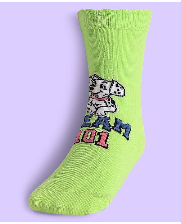 Cute Walk By Babyhug Non Terry Knit Anti Bacterial Socks With Dalmatians Graphics Pack Of 3 - White Light Blue & Light Green