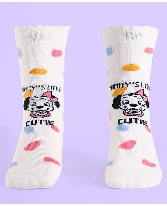 Cute Walk By Babyhug Non Terry Knit Anti Bacterial Socks With Dalmatians Graphics Pack Of 3 - White Light Blue & Light Green