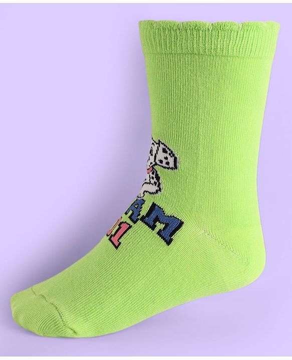 Cute Walk By Babyhug Non Terry Knit Anti Bacterial Socks With Dalmatians Graphics Pack Of 3 - White Light Blue & Light Green