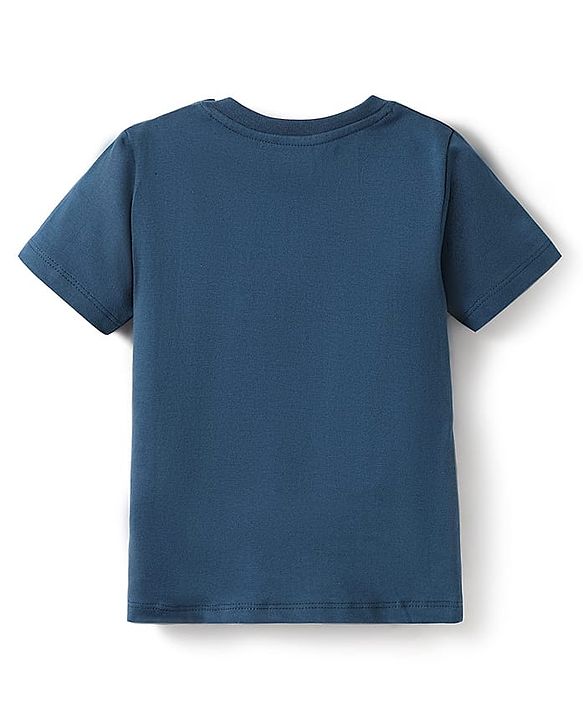 Babyhug Cotton Knit Half Sleeves T-Shirt with Dino Print - Navy Blue