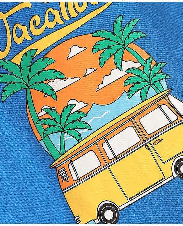 Babyhug Cotton Knit Half Sleeves T-Shirt with Beach Theme Print - Blue