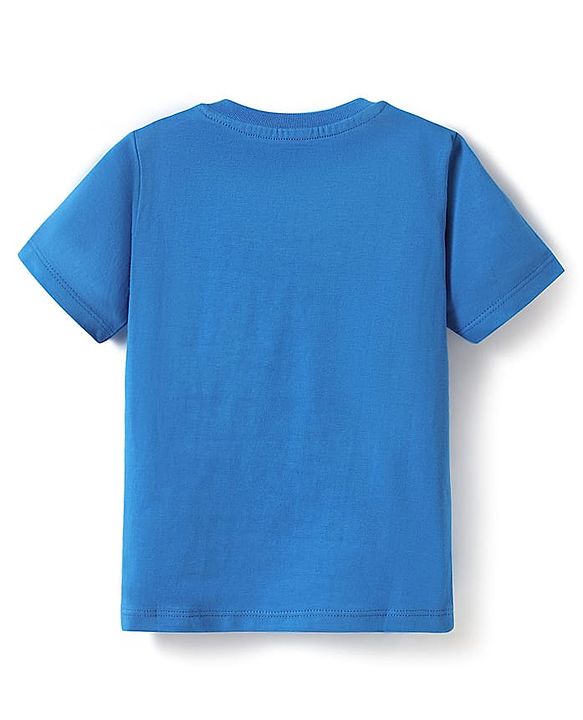 Babyhug Cotton Knit Half Sleeves T-Shirt with Beach Theme Print - Blue