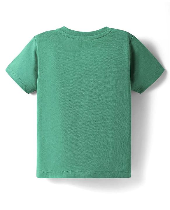 Babyhug Cotton Knit Half Sleeves T-Shirt With Super Kid Text Print - Green