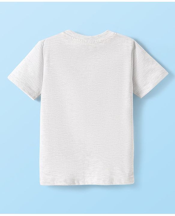 Babyhug Cotton Knit Half Sleeves T-Shirt with Tiger Print - White