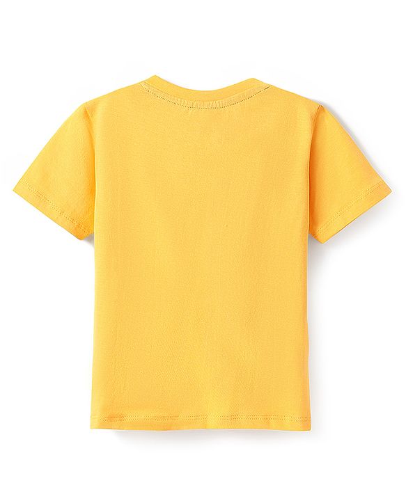 Babyhug Cotton Knit Half Sleeves T-Shirt with Los Angeles Text Print - Yellow